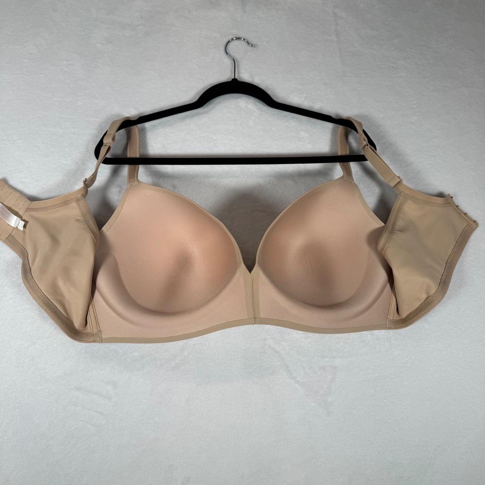 Cacique Simply Wire Free Plunge Bra Women 46DD Beige Wireless Good 1094485-5648 - Picture 4 of 8